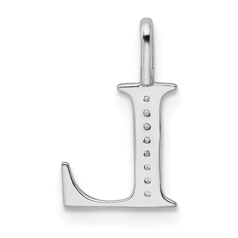 14K White Gold Diamond Letter L Initial Pendant