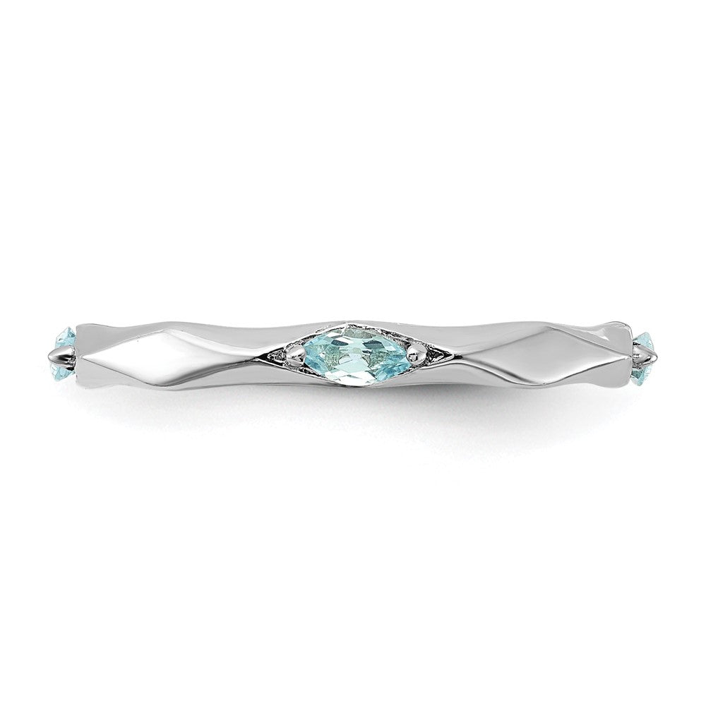Sterling Silver Stackable Expressions Rhodium-plated Blue Topaz Ring Size -9