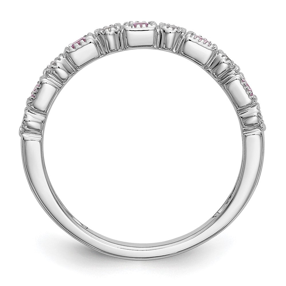 10K White Gold Diamond w/Pink Sapphire Band