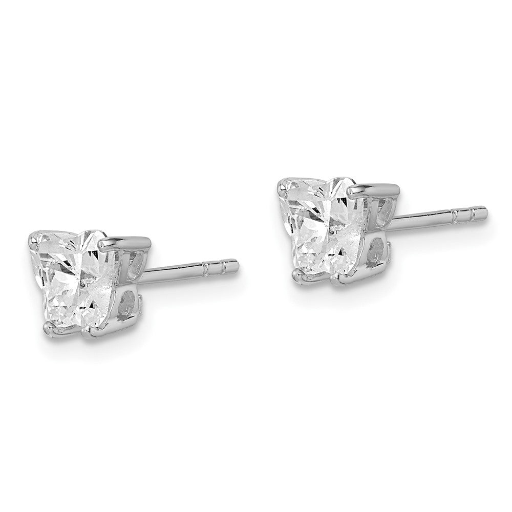 Sterling Silver Rhodium-plated CZ Butterfly Post Earrings