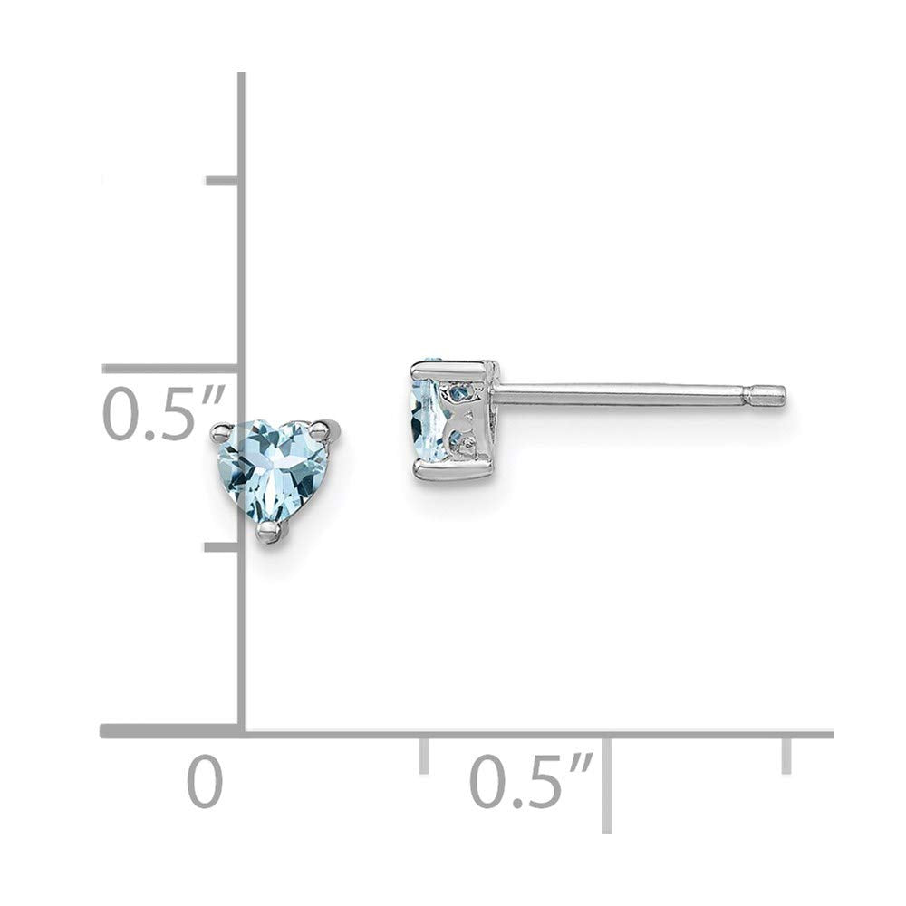 Primal Silver Sterling Silver 4mm Heart Aquamarine Post Earrings
