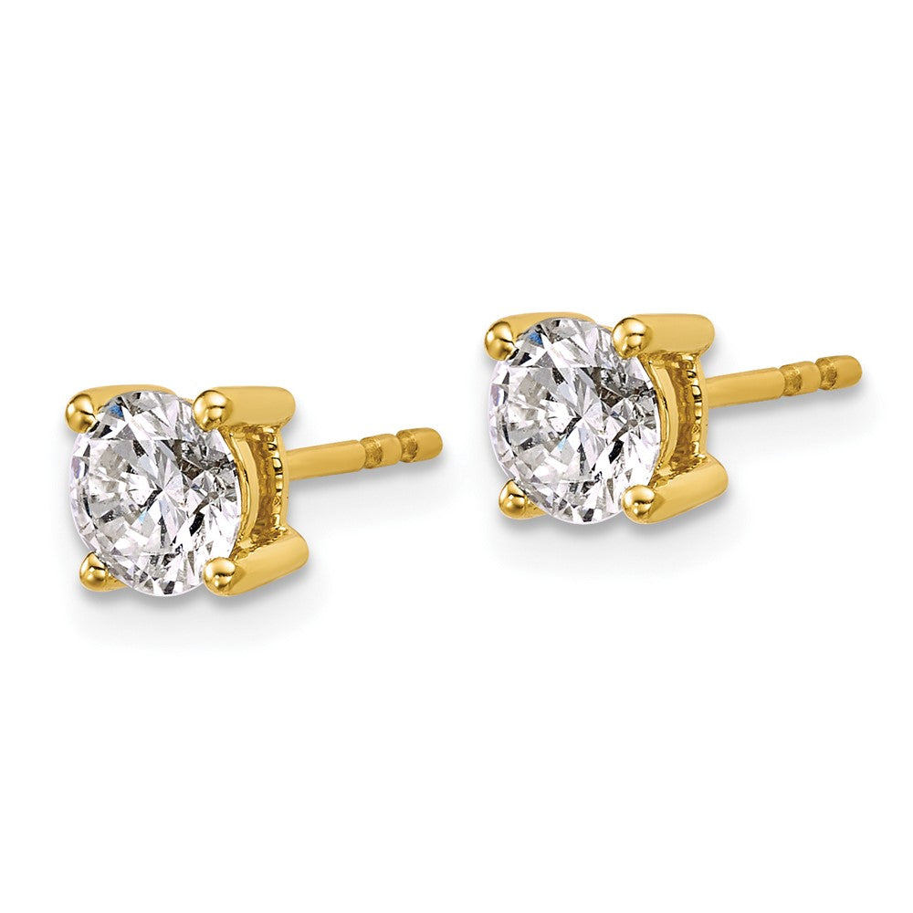 14k Yellow Gold 1 1/4 ctw Lab Grown Diamond VS+ F+ Round 4 Prong Heavy Wt. Stud Earrings