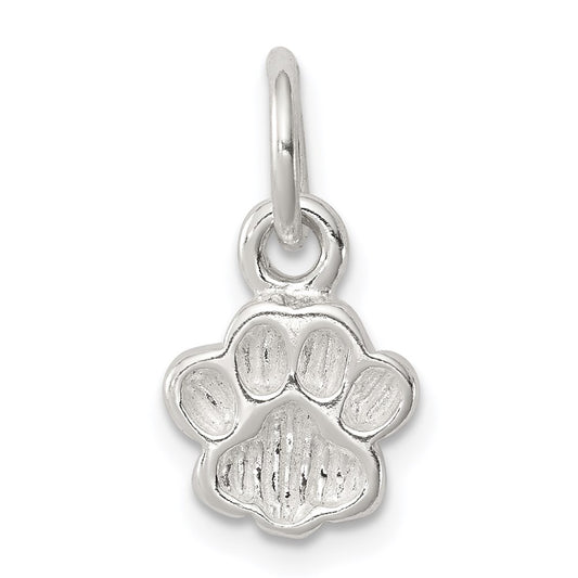 Sterling Silver Polished and Textured Paw Print Charm