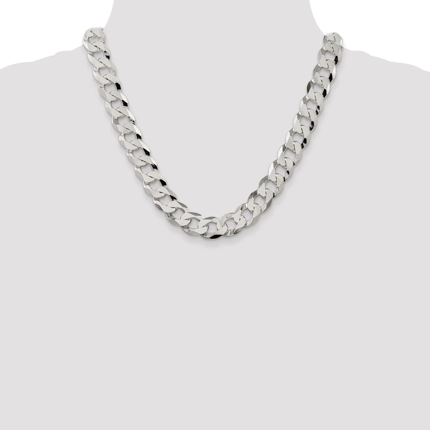 925 Sterling Silver Solid Polished 13mm Beveled Curb Chain Bracelet 8 Inch Lobster Claw Jewelry Gifts for Women
