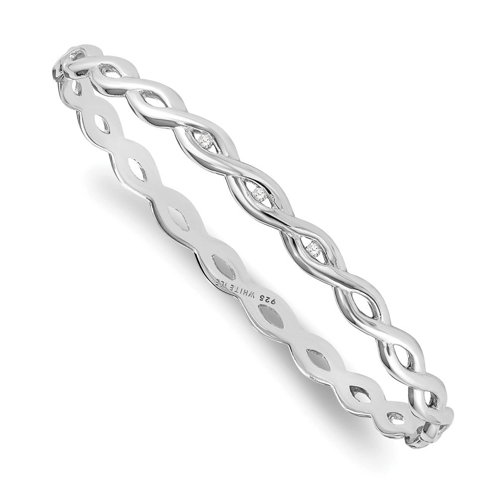 White Ice Sterling Silver Rhodium-plated Diamond Twist Bangle 7 inches
