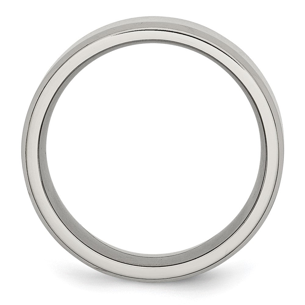 Stainless Steel Polished 8mm Beveled Edge Band Size - 12