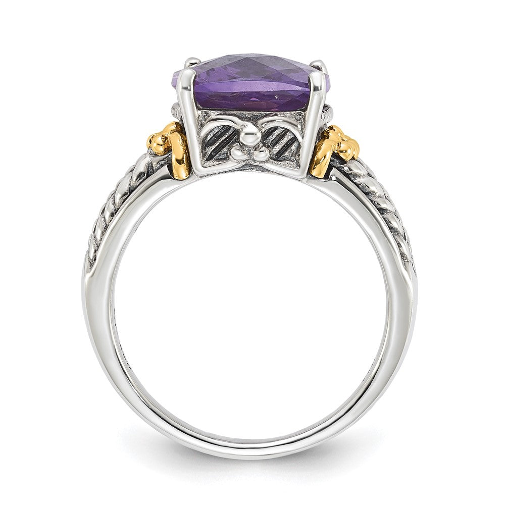 Sterling Silver w/ 14k Accent Antiqued Amethyst Ring