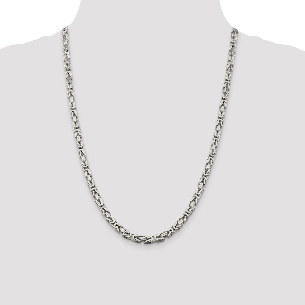 Sterling Silver 5mm Byzantine Chain 24 Inches