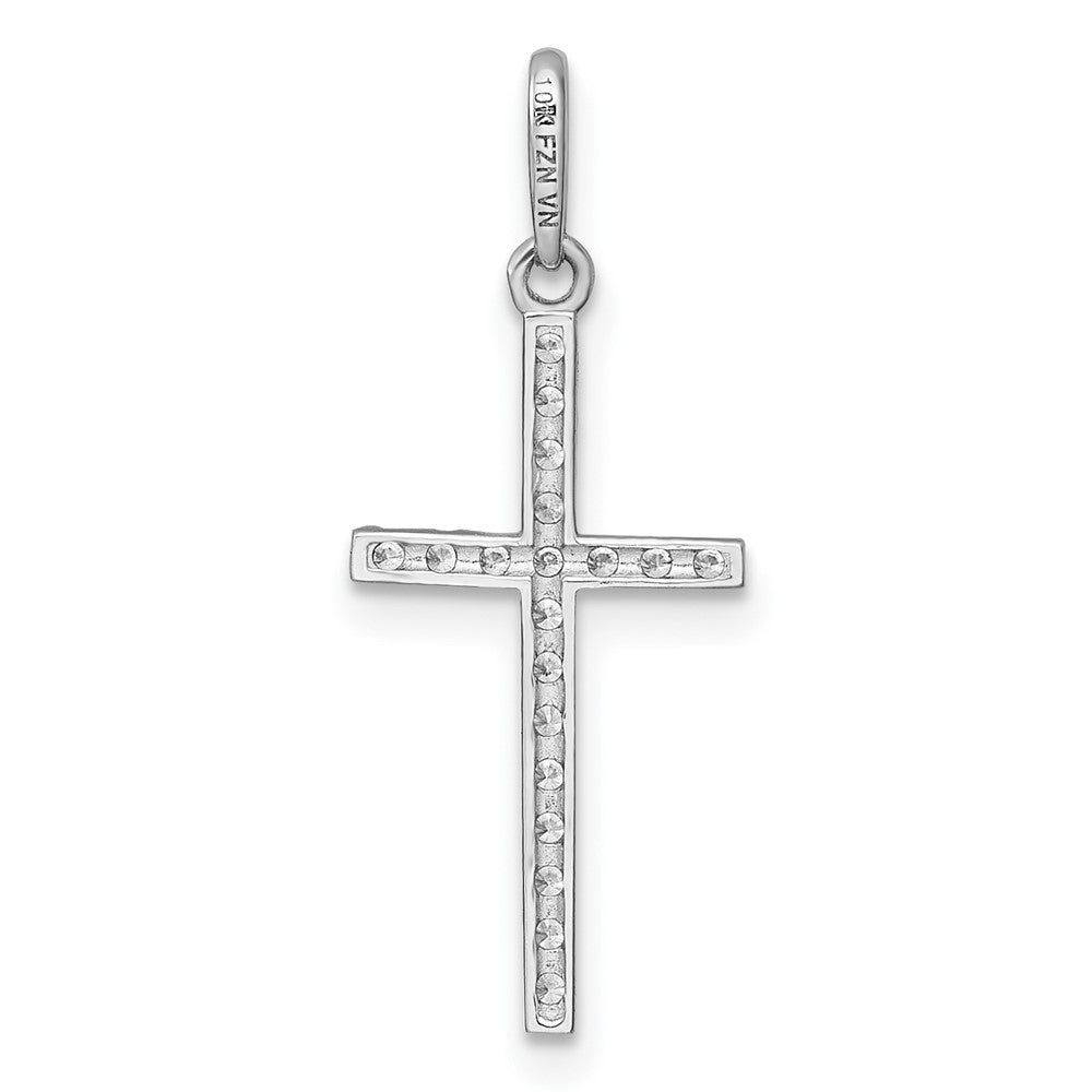 10k White Gold Polished CZ Latin Cross Pendant