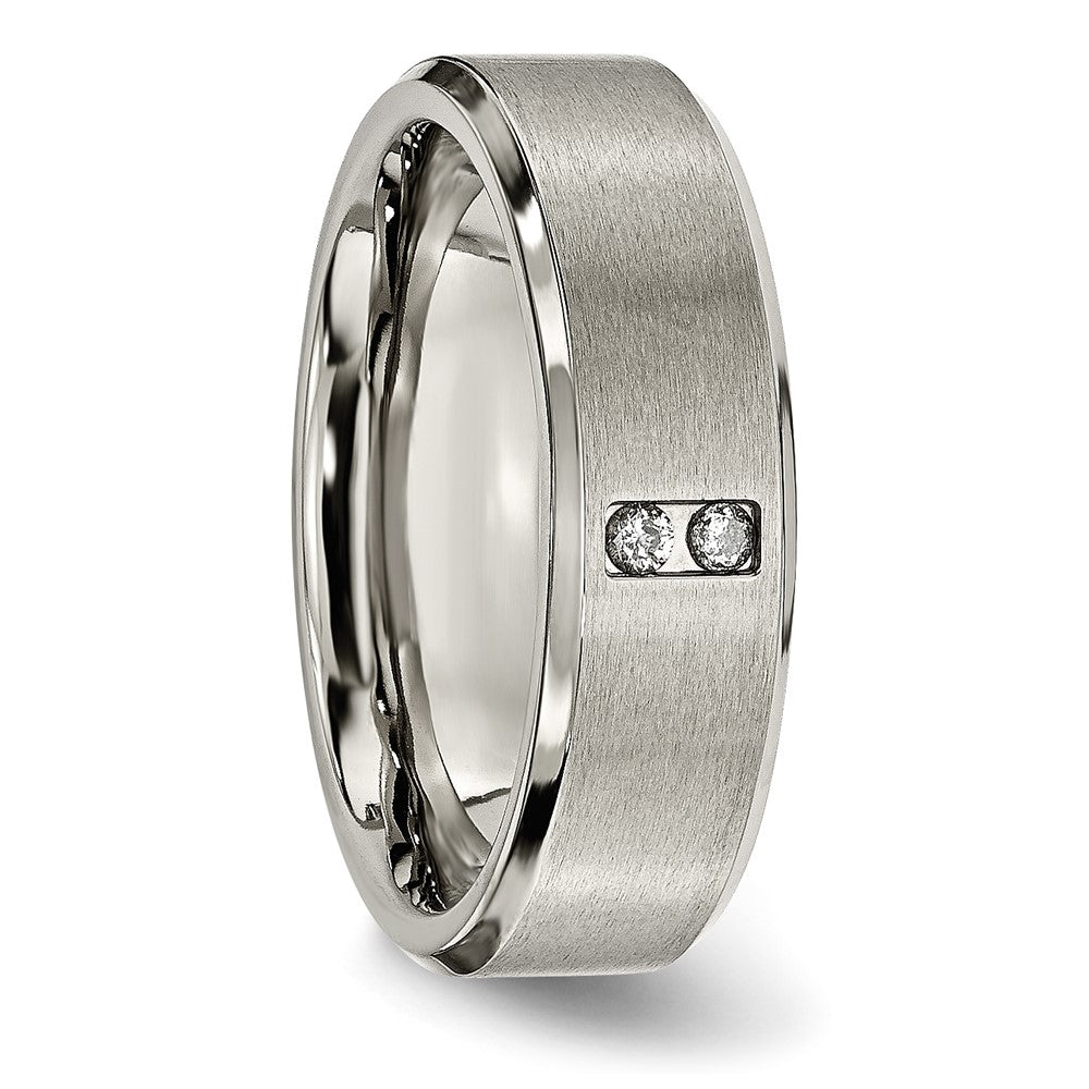 Titanium Brushed Center 1/20ct Diamond 7mm Band Size - 13