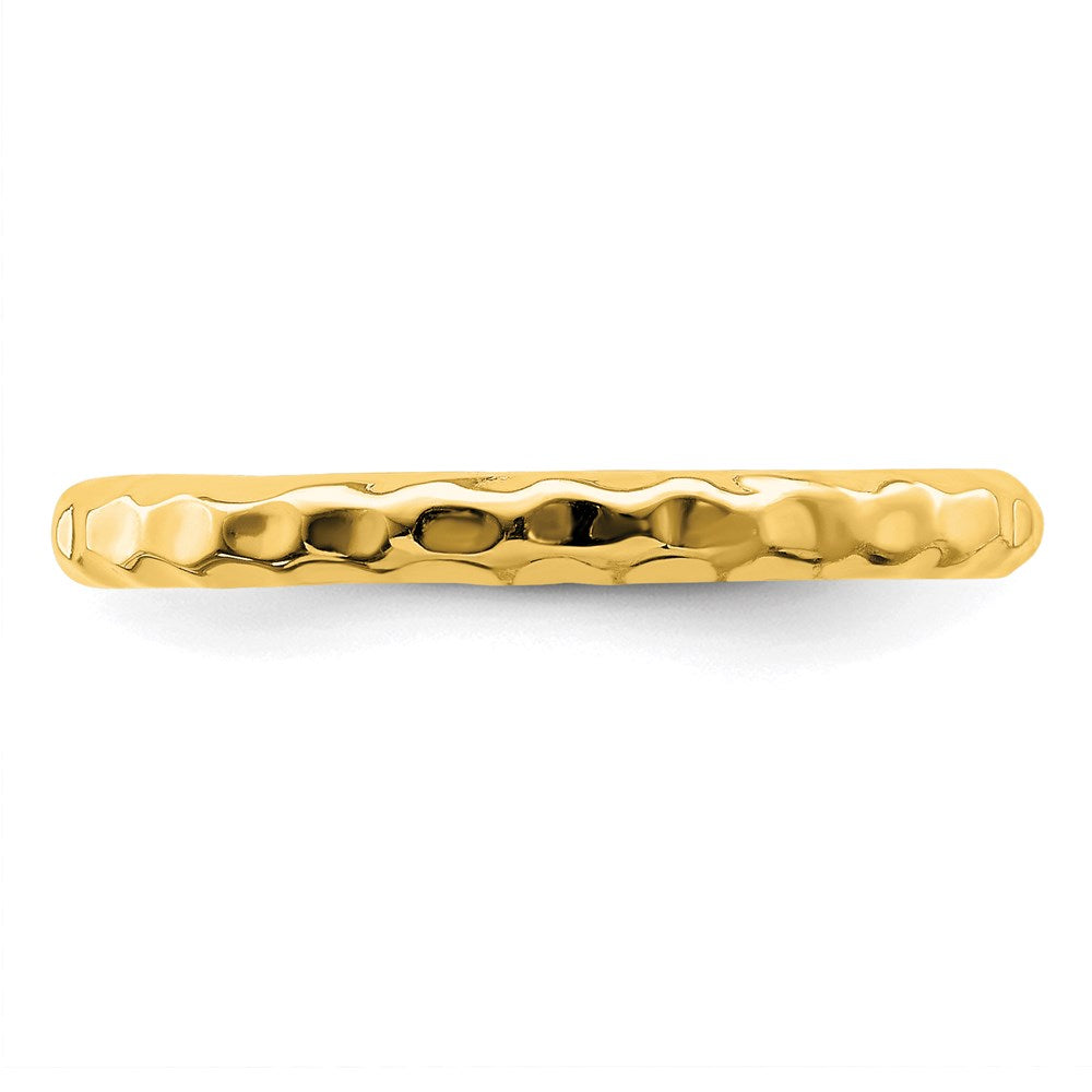 Sterling Silver Stackable Expressions Gold-plated Hammered Ring Size -7