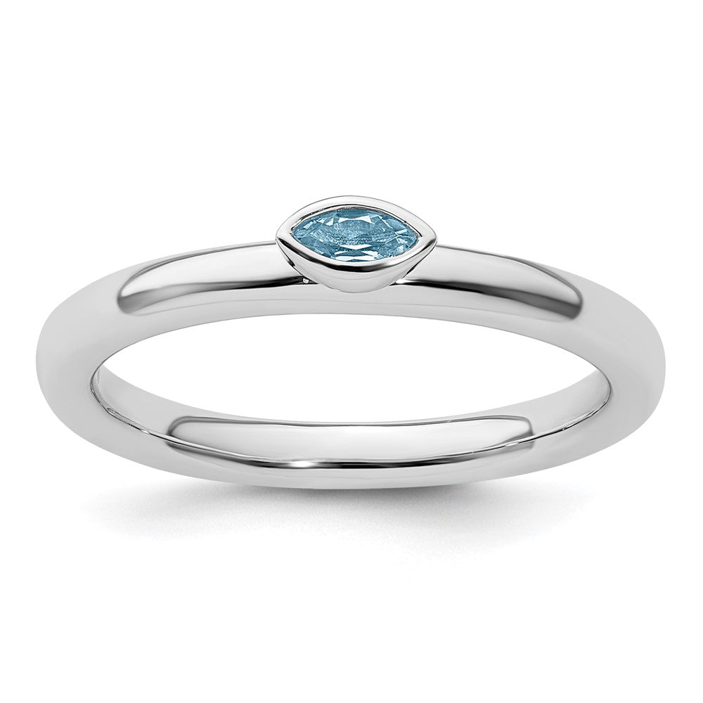 Sterling Silver Stackable Expressions Aquamarine Ring Size -8