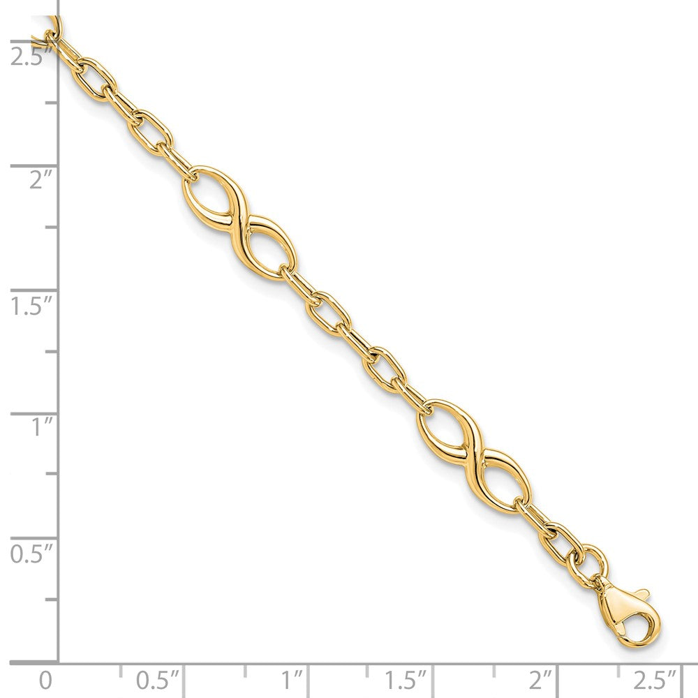 10K Polished Link Bracelet 7.5  inches