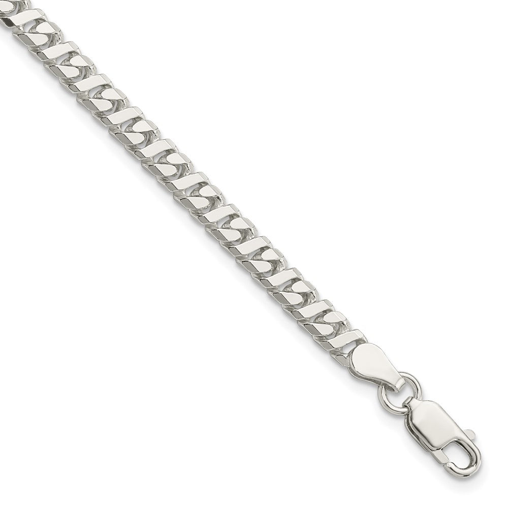 Sterling Silver 4.25mm Fancy Flat Link Bracelet 8 inches