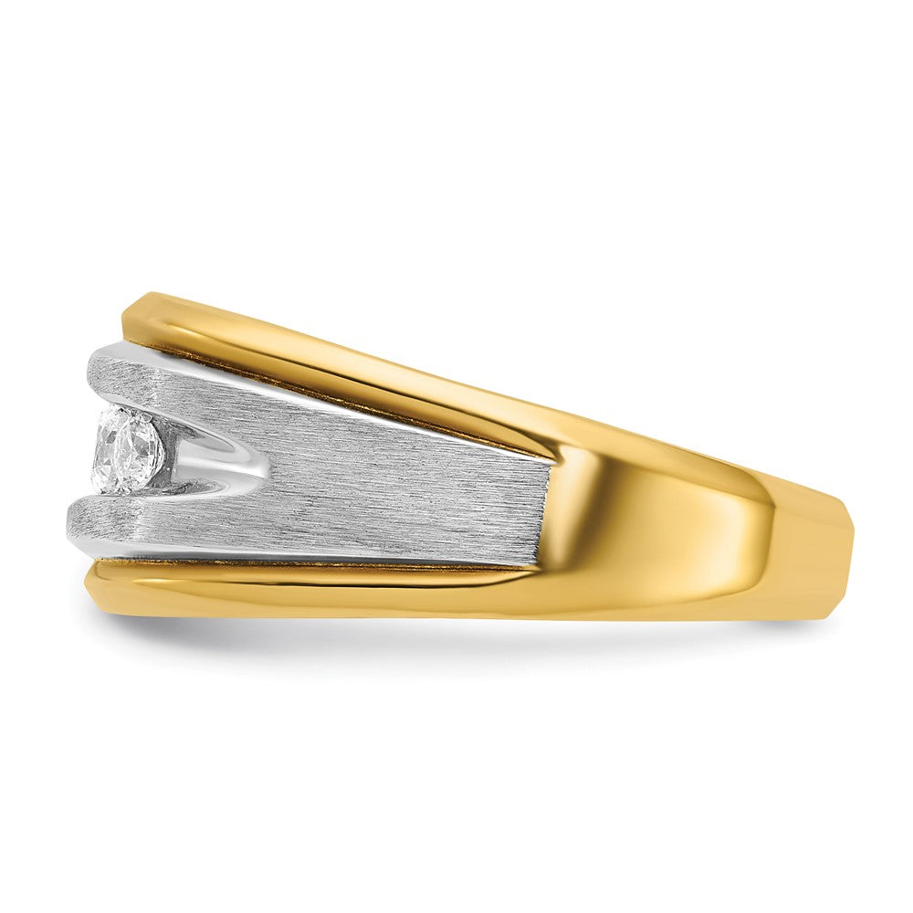 IBGoodman 14k Two-tone Men's Polished Satin and Grooved 5-Stone Ring Mounting