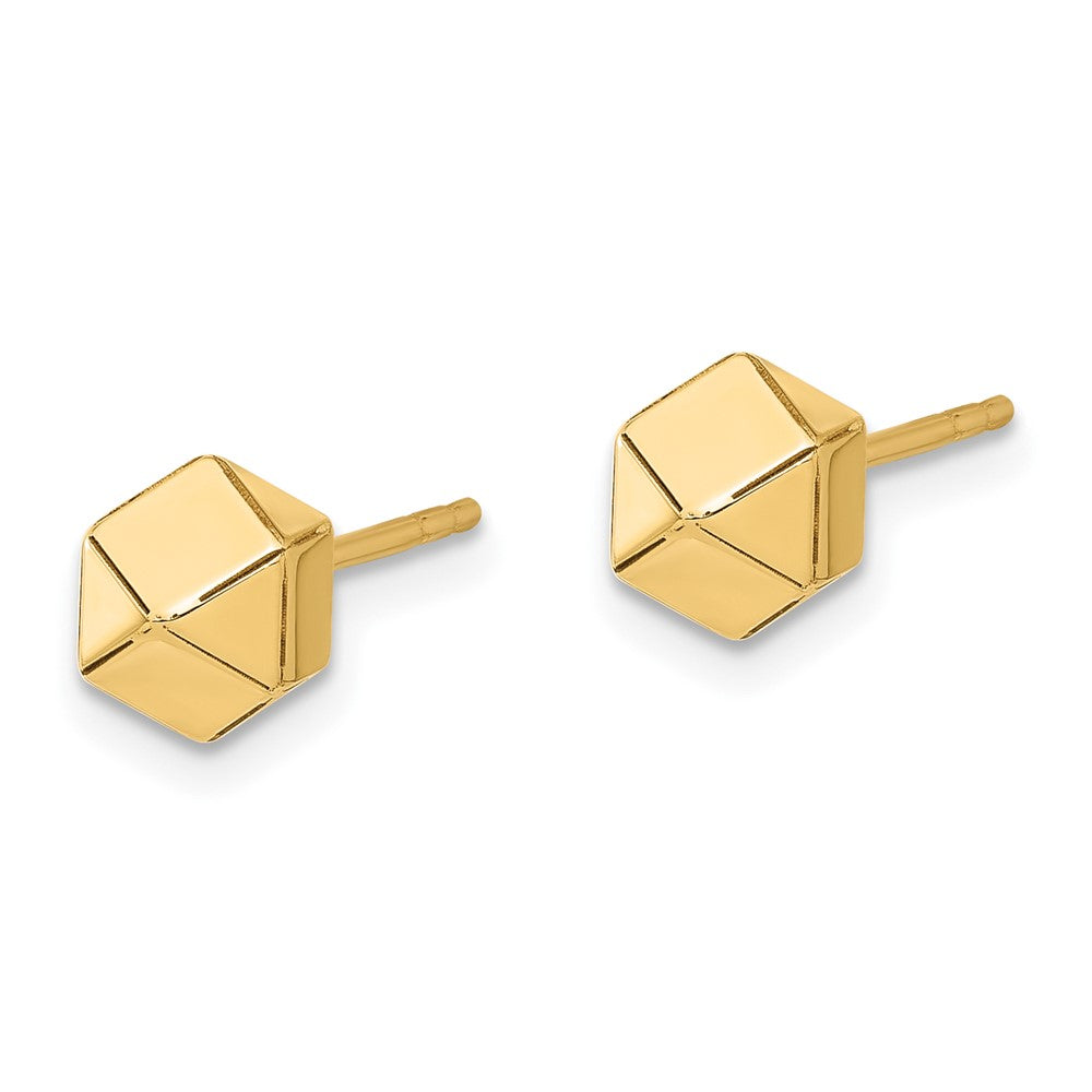 14K Polished Geometric Ball Post Earrings