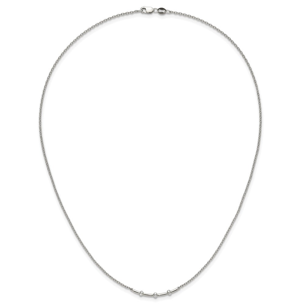 14K White Gold Polished Diamond Bar Necklace