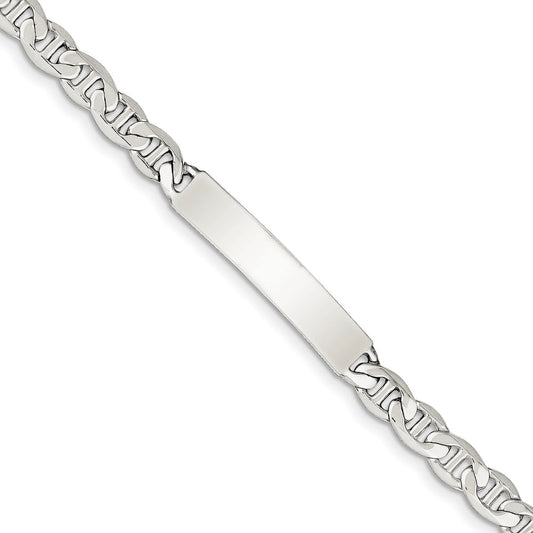 Sterling Silver 8inch Polished Engraveable Anchor Link ID Bracelet 8 inches