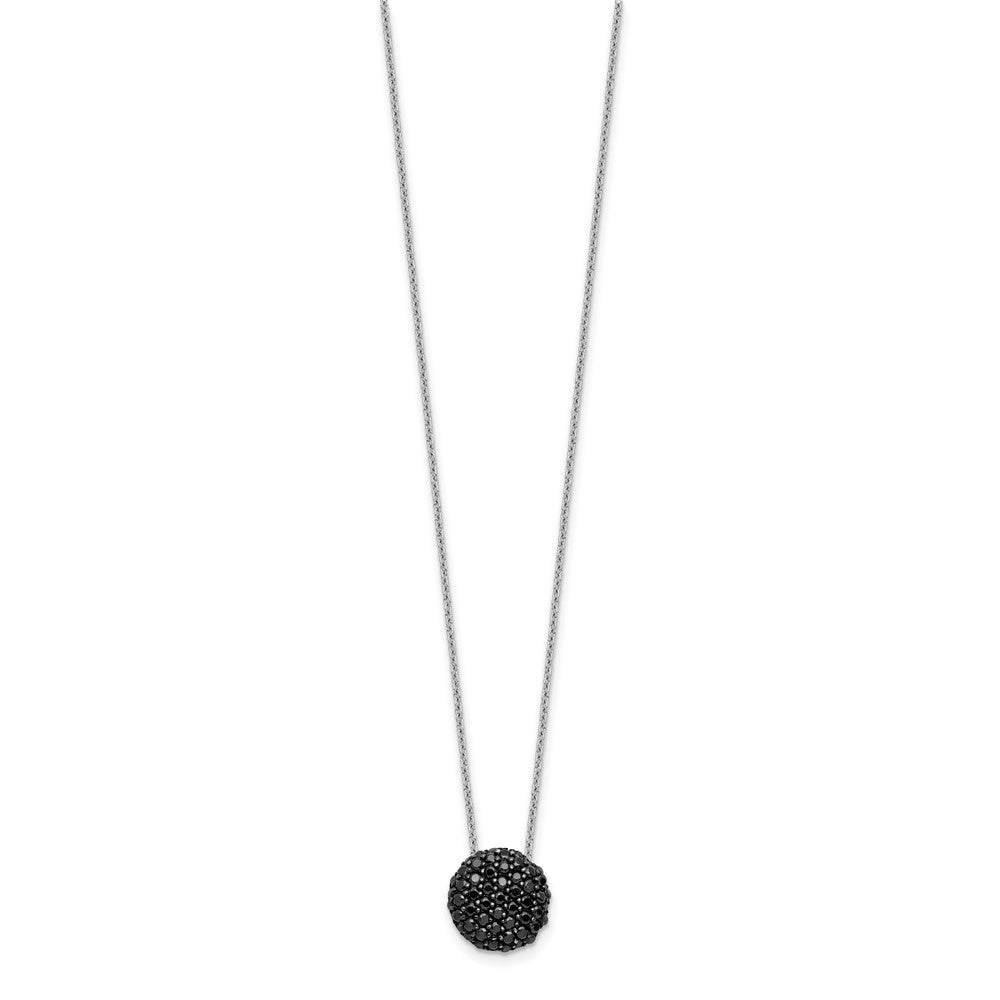 Cheryl M Sterling Silver Hematite and Rhodium-plated Polished Black CZ Circle 16 Inch with 2 Inch Extension Necklace