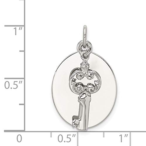 Sterling Silver Rhodium-plated key Charm