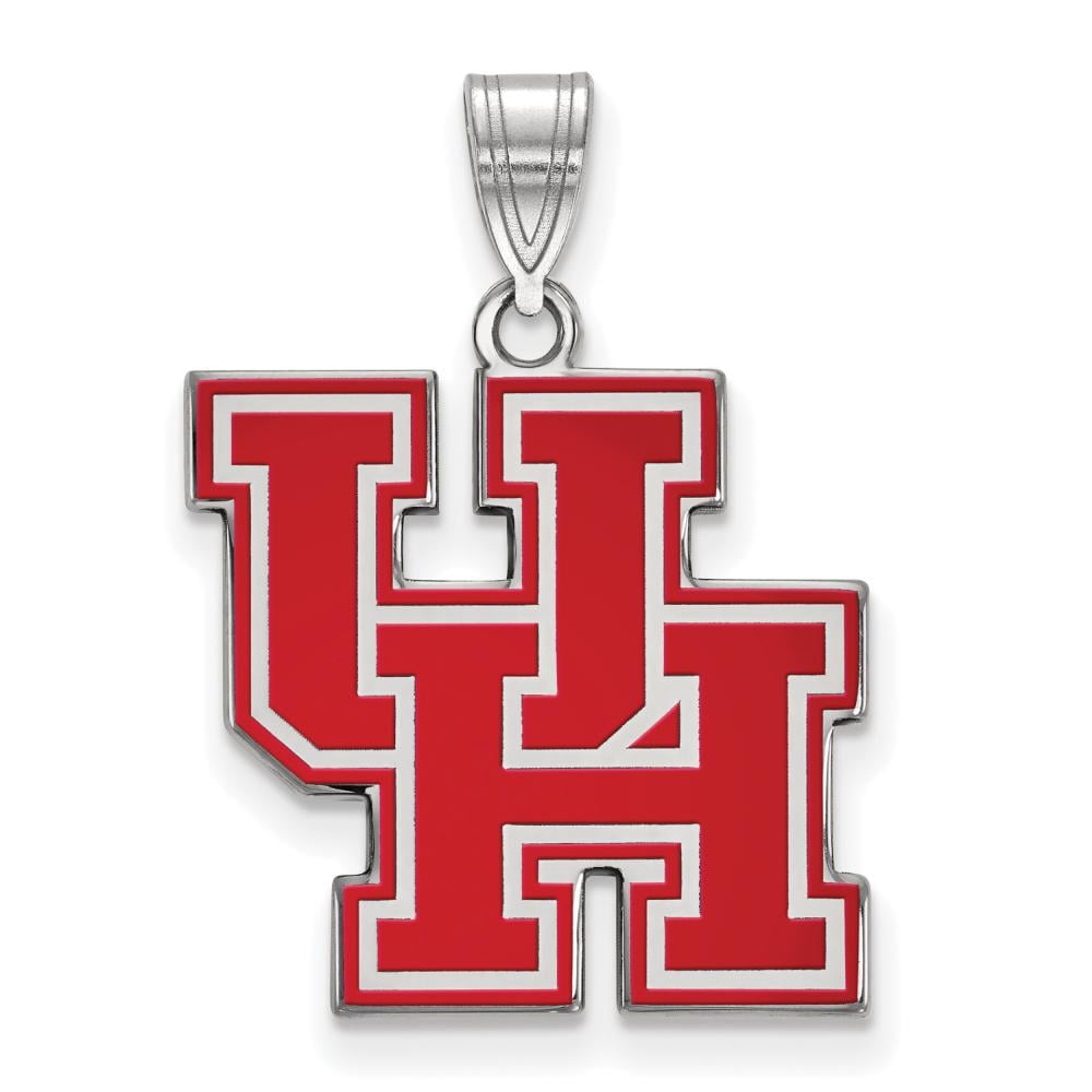 Sterling Silver LogoArt Official Licensed Collegiate University of Houston (UH) Large Enamel Pendant
