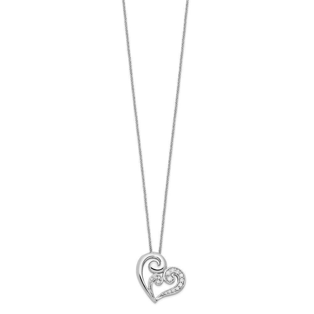 Sentimental Expressions Sterling Silver Rhodium-plated CZ A Mothers Journey 18in Heart Necklace 18 Inches