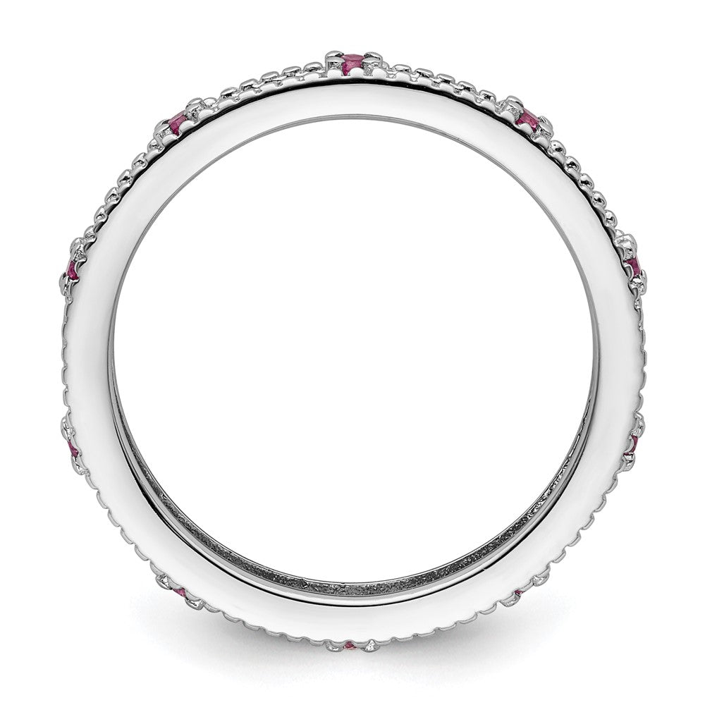 Sterling Silver Stackable Expressions Created Pink Sapphire Ring Size -6