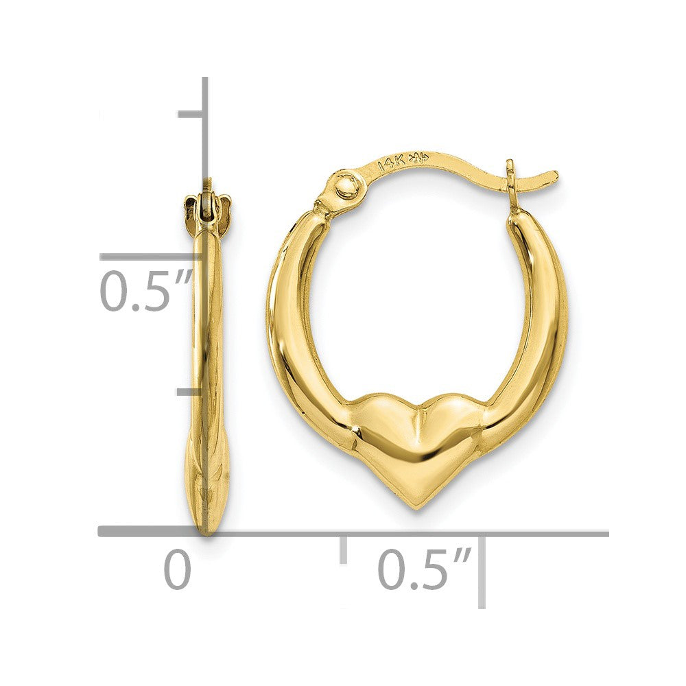 10K Heart Hoop Earrings