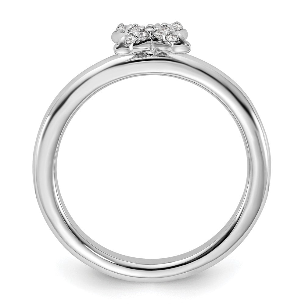 Sterling Silver Stackable Expressions Rhodium-plated CZ X Ring Size -6