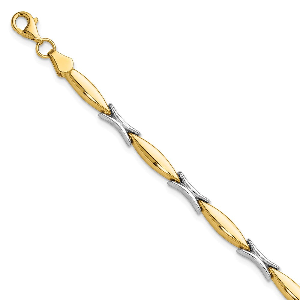 14K Two-tone Polished Fancy Link Bracelet 7.5  inches