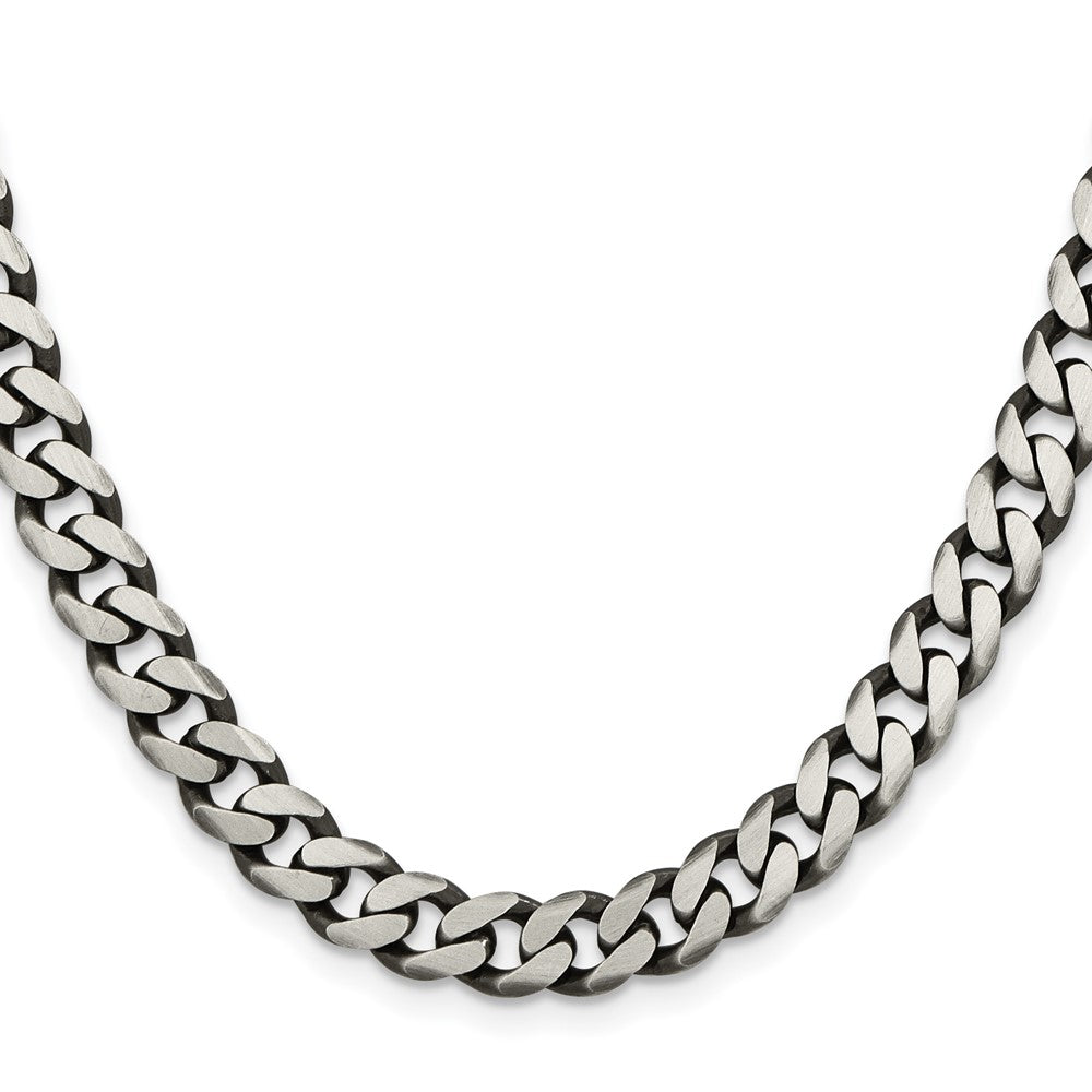Sterling Silver Antiqued 7.5mm Curb Chain 26 Inches