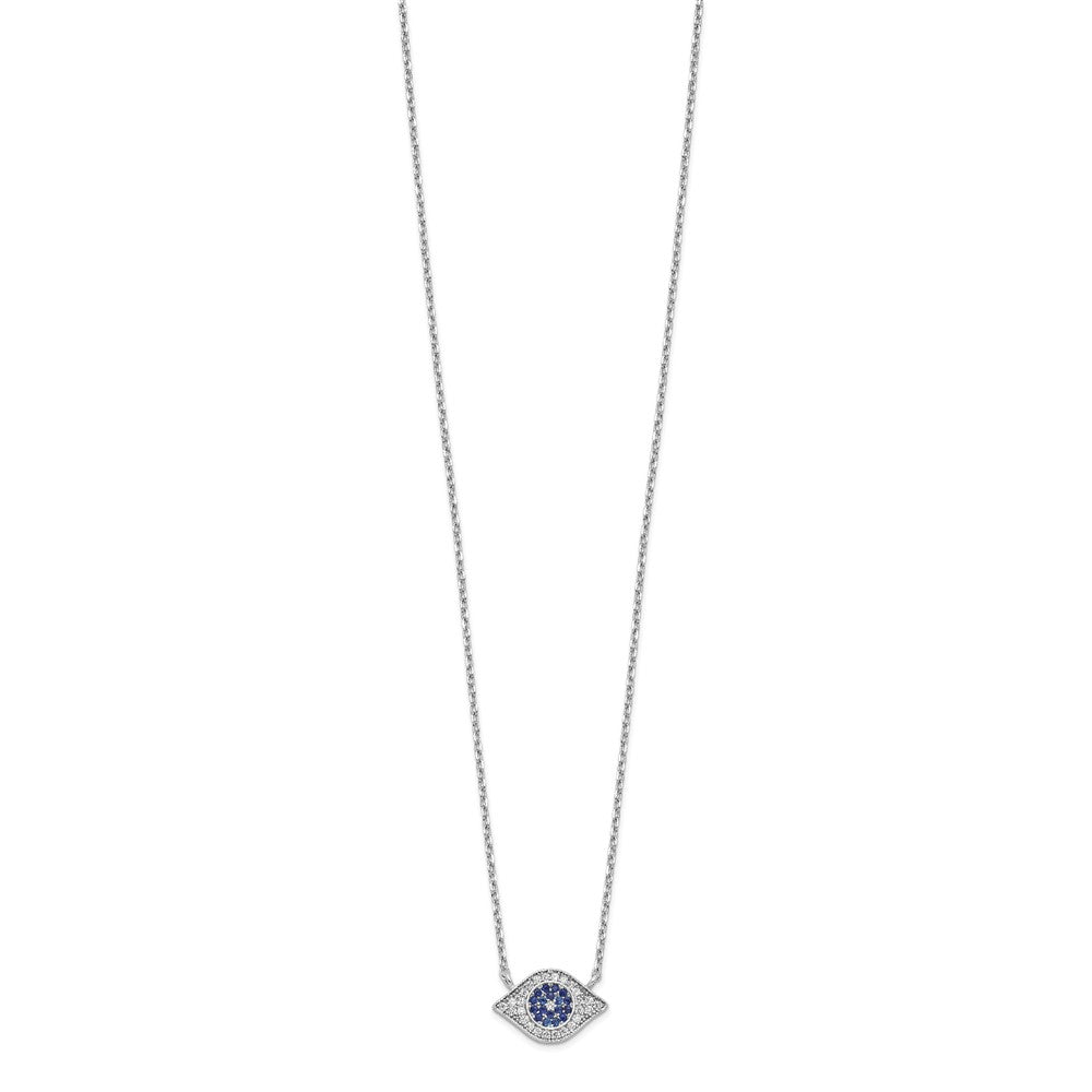 Sterling Silver Rhodium-plated Polished CZ Eye 17 inch Necklace 17 Inches