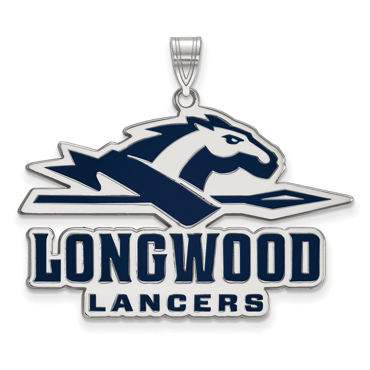 Sterling Silver LogoArt Official Licensed Collegiate Longwood University (LU) XL Enamel Pendant