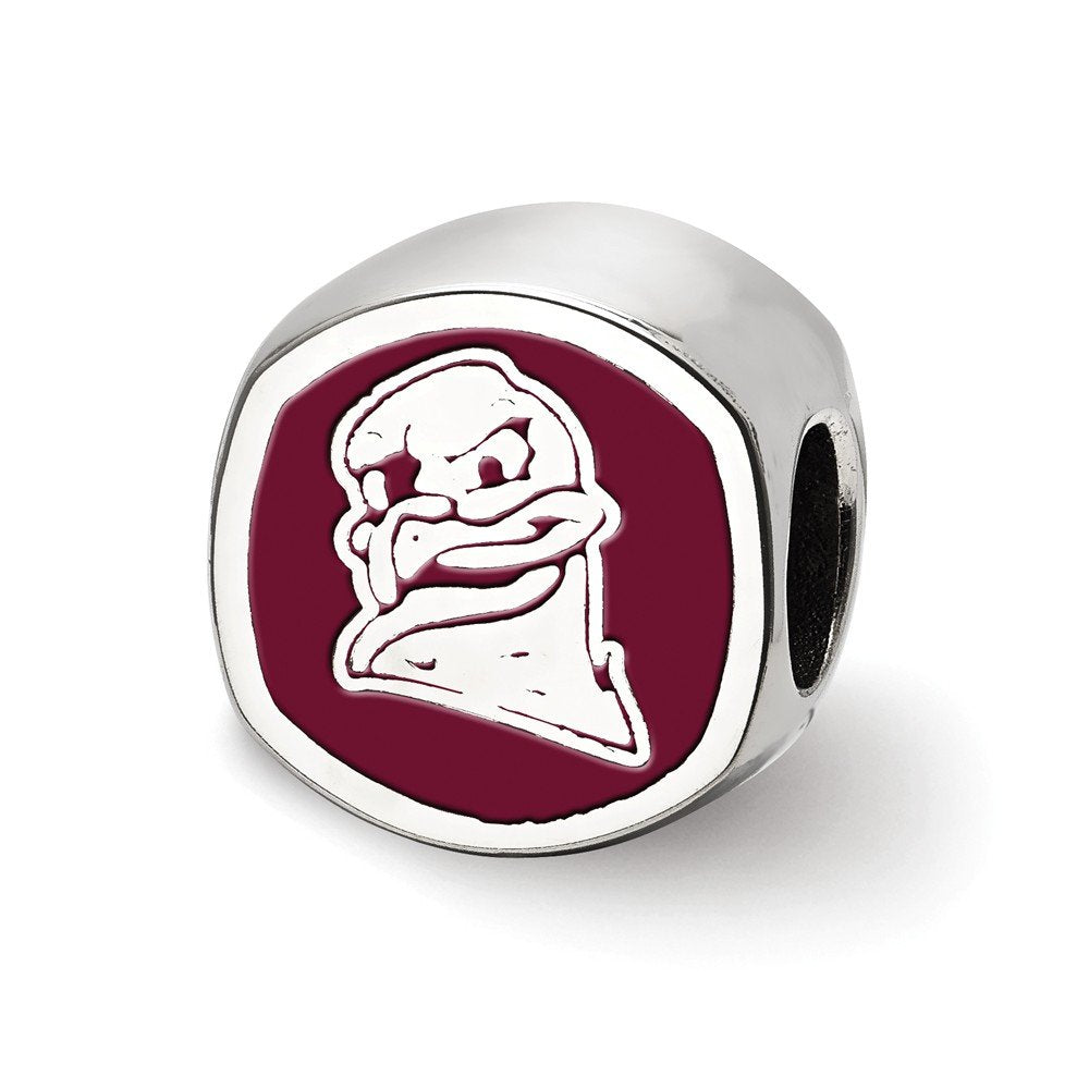 Sterling Silver Rhodium-plated LogoArt Virginia Tech V-T Enameled Double Logo Bead QSS501VTE