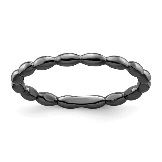 Sterling Silver Stackable Expressions Black-plated Rice Ring Size -10