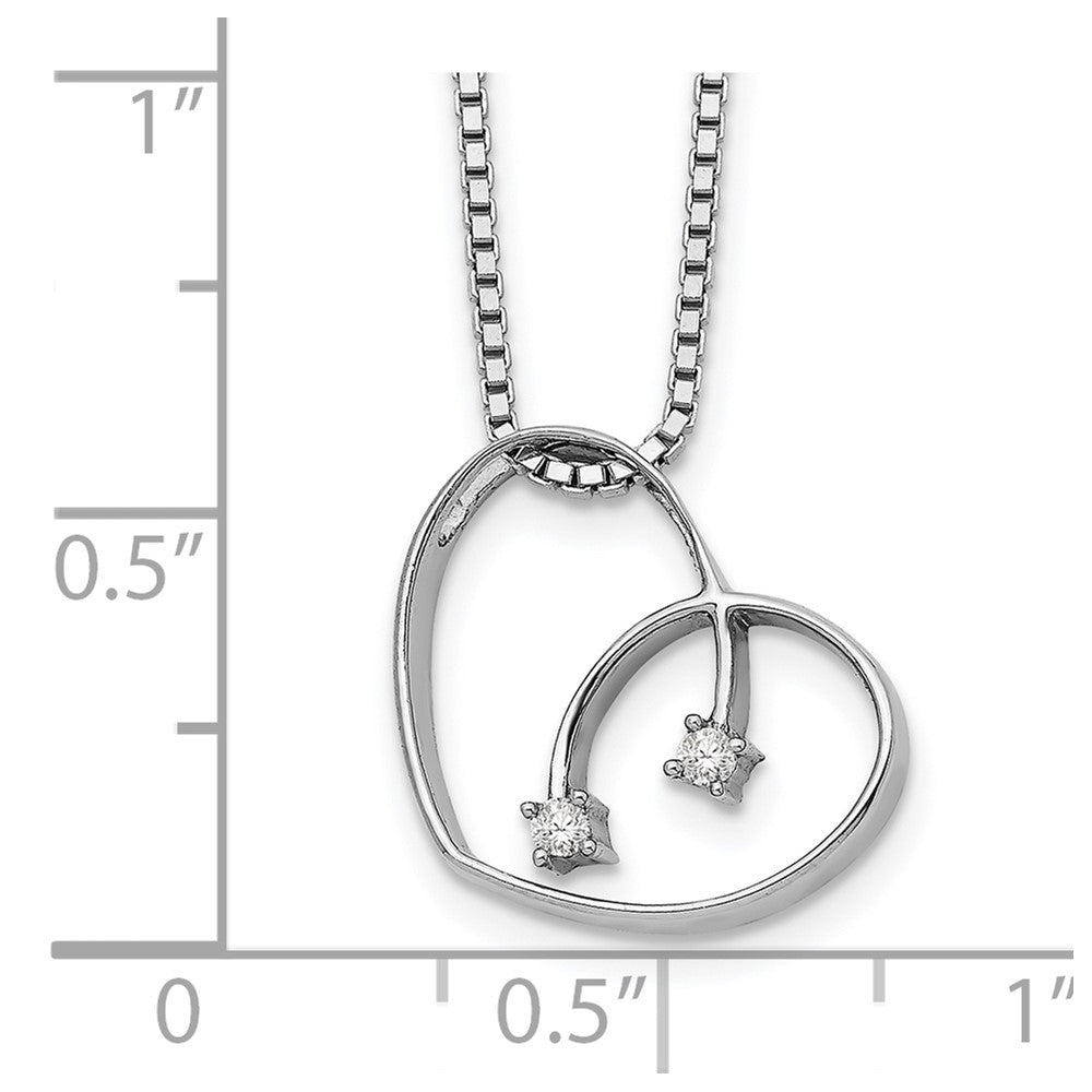 White Ice Sterling Silver Rhodium-plated 18 Inch Diamond Open Heart Necklace with 2 Inch Extender 18 Inches