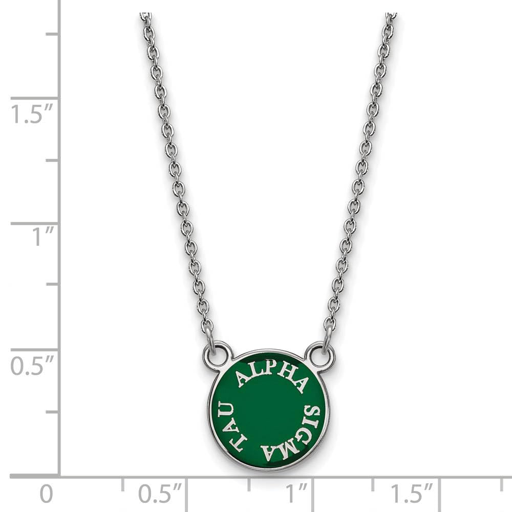 LogoArt Sterling Silver Alpha Sigma Tau Extra Small Enameled Pendant Necklace With 18 Inch