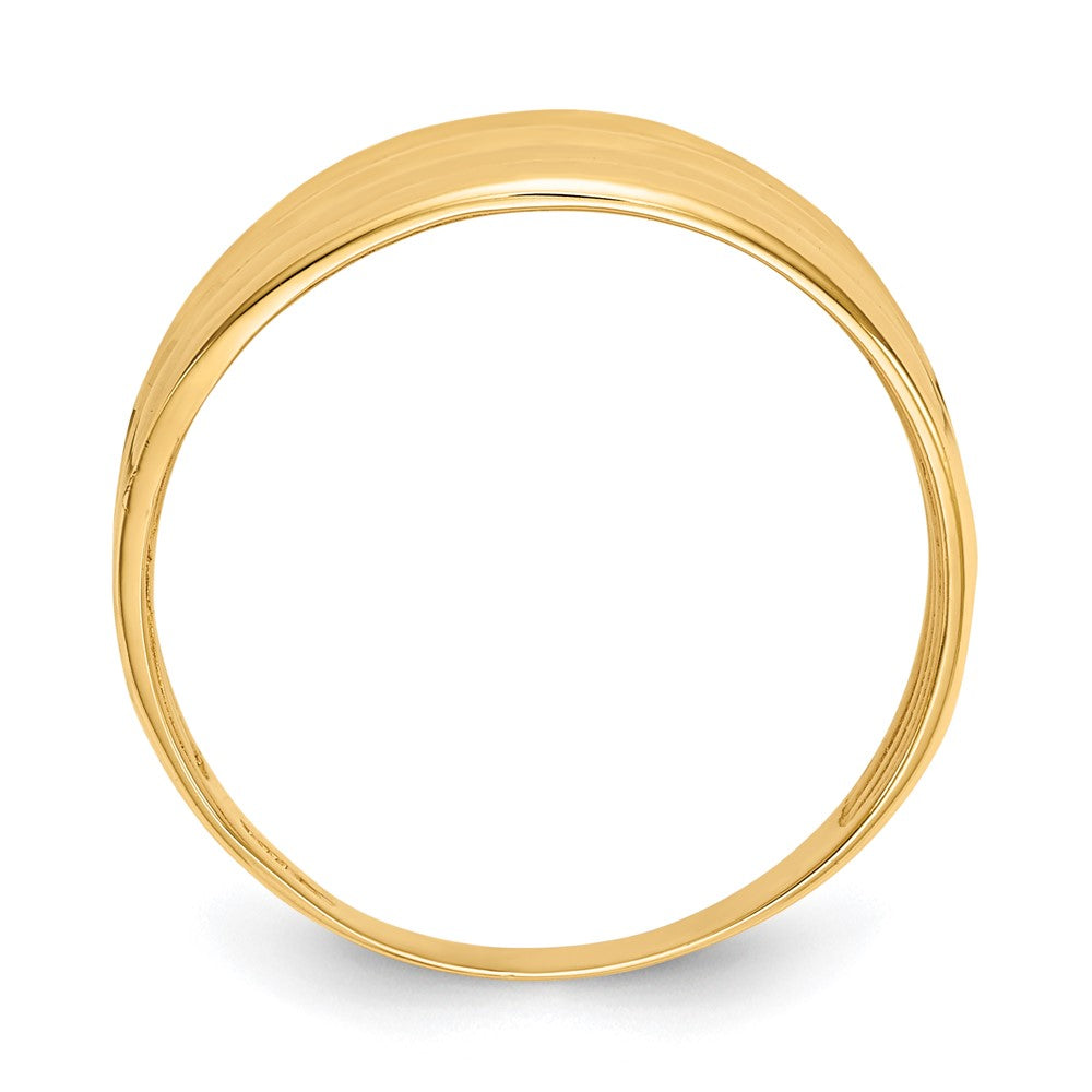 14K Gold Polished Diamond-cut Four Ridge Fashion Dome Ring Size 7