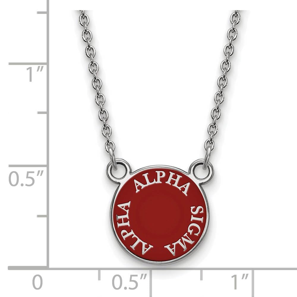 LogoArt Sterling Silver Alpha Sigma Alpha Extra Small Enameled Pendant Necklace With 18 Inch