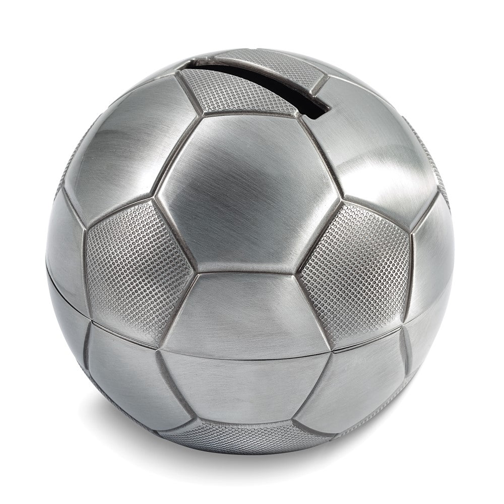 Pewter-tone Soccer Ball Bank