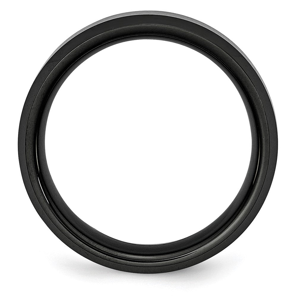 Ceramic Black Beveled Edge 8mm Brushed and Polished Band Size - 6