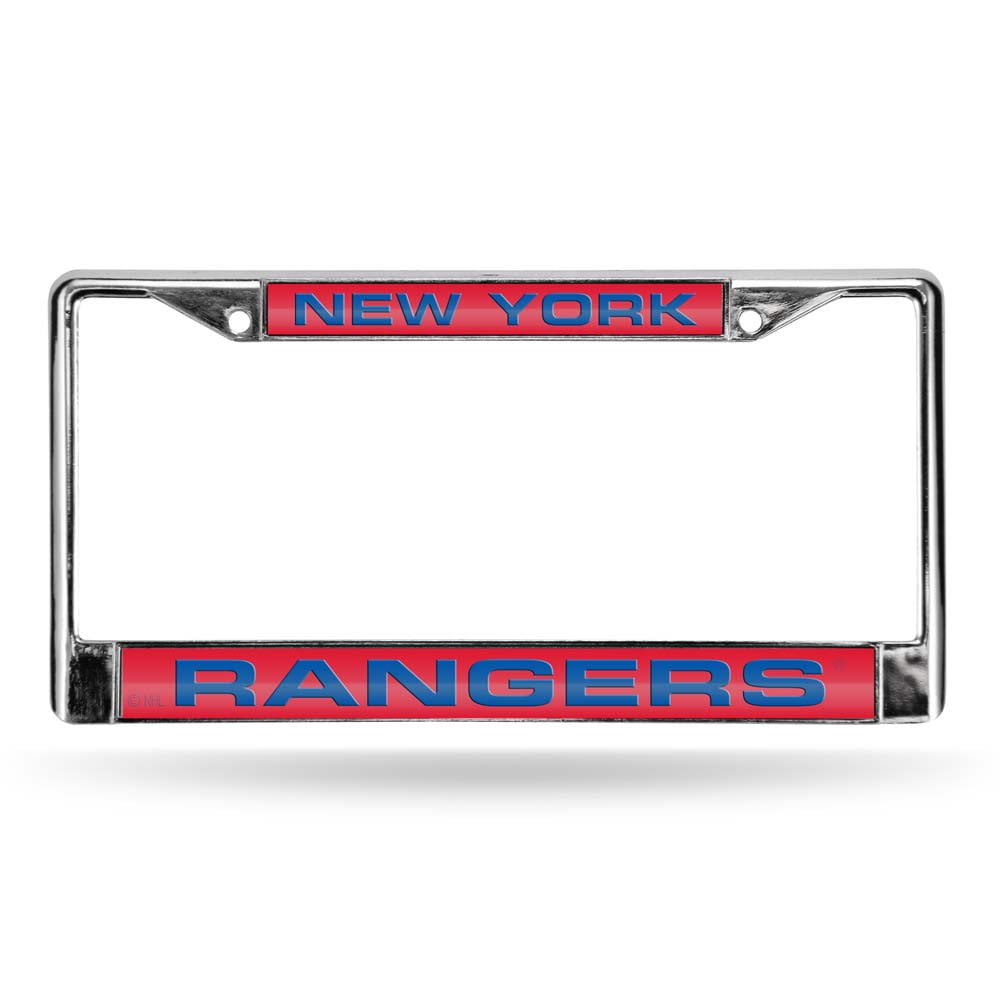 NHL New York Rangers Laser Chrome Acrylic License Plate Frame-Red w/Royal QGC7120