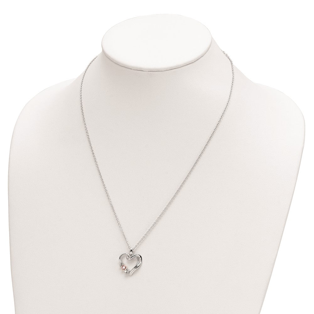 Survivor Collection 10K White Gold Rhodium-plated Clear Pink Topaz Heart of Healing Necklace