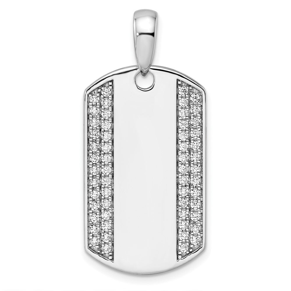 True Origin 14K White Gold Men's 3/4 carat Lab Grown Diamond VS+ F+ Complete Dog Tag Pendant