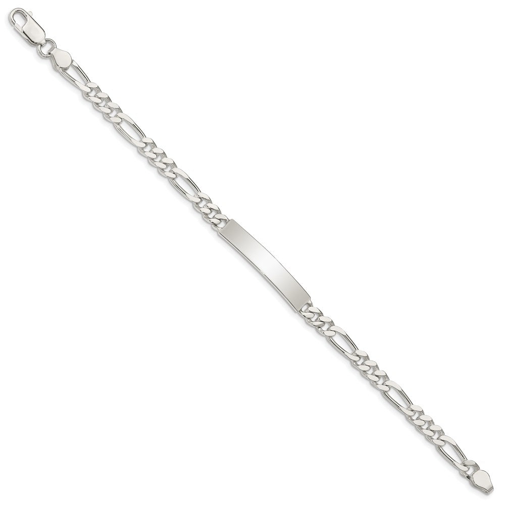 Sterling Silver Polished Engraveable Figaro Link ID Bracelet 8.5 inches