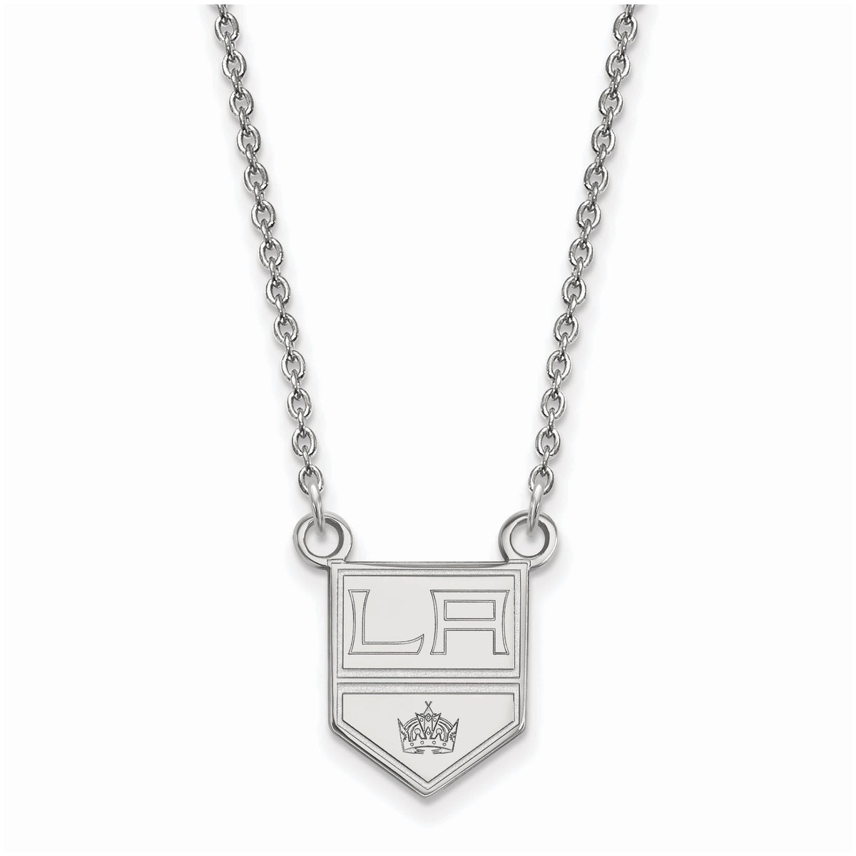 Sterling Silver Rhodium Plated NHL Los Angeles Kings Small Necklace, 18 Inch