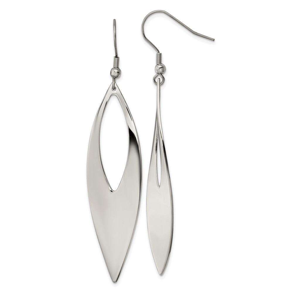 Stainless Steel Polished Dangle Shepherd Hook Earrings