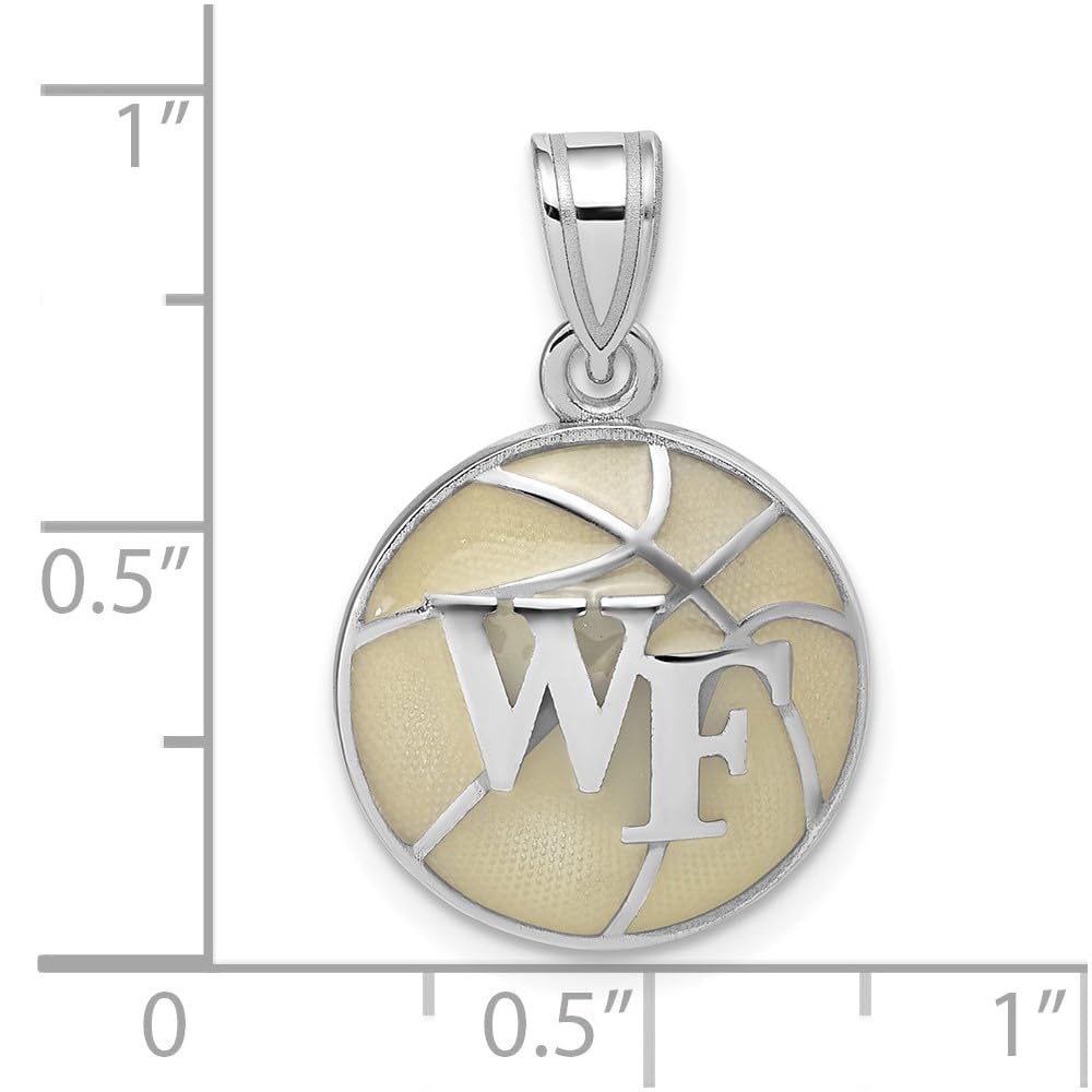 Logoart 925 Sterling Silver Wake Forest Univ. Enameled Basketball Pendant