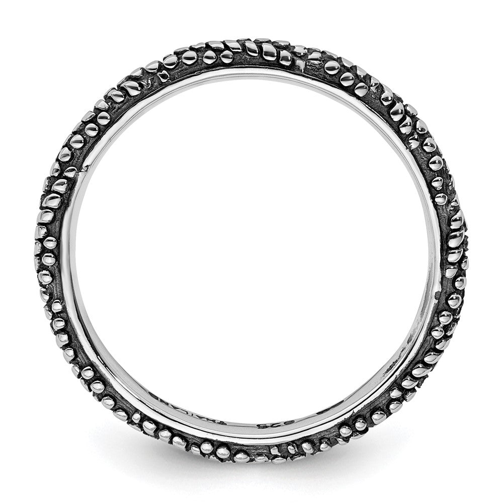 Sterling Silver Stackable Expressions Polished Antiqued Ring Size -6