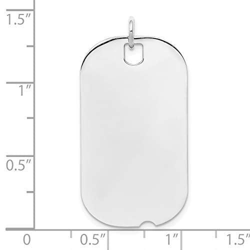 Sterling Silver Rh-plt Engraveable Dog Tag Polished Front/Back Disc Charm